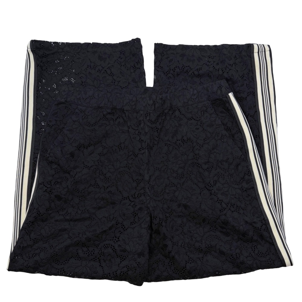 NWT Anthropologie Maeve Brooklin Lace Track Pants M Black $158 Sporty Stripe - Picture 5 of 11